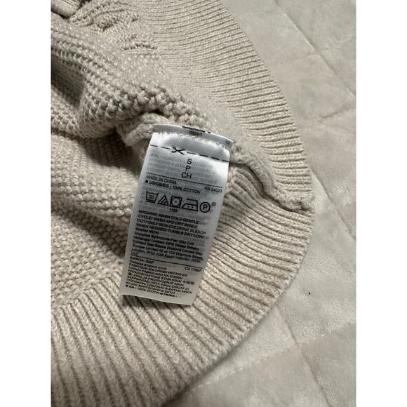 Gap For Good Crewneck Cotton Sweater Size Small Neutral Cable Knit Fisherman - Picture 5 of 7